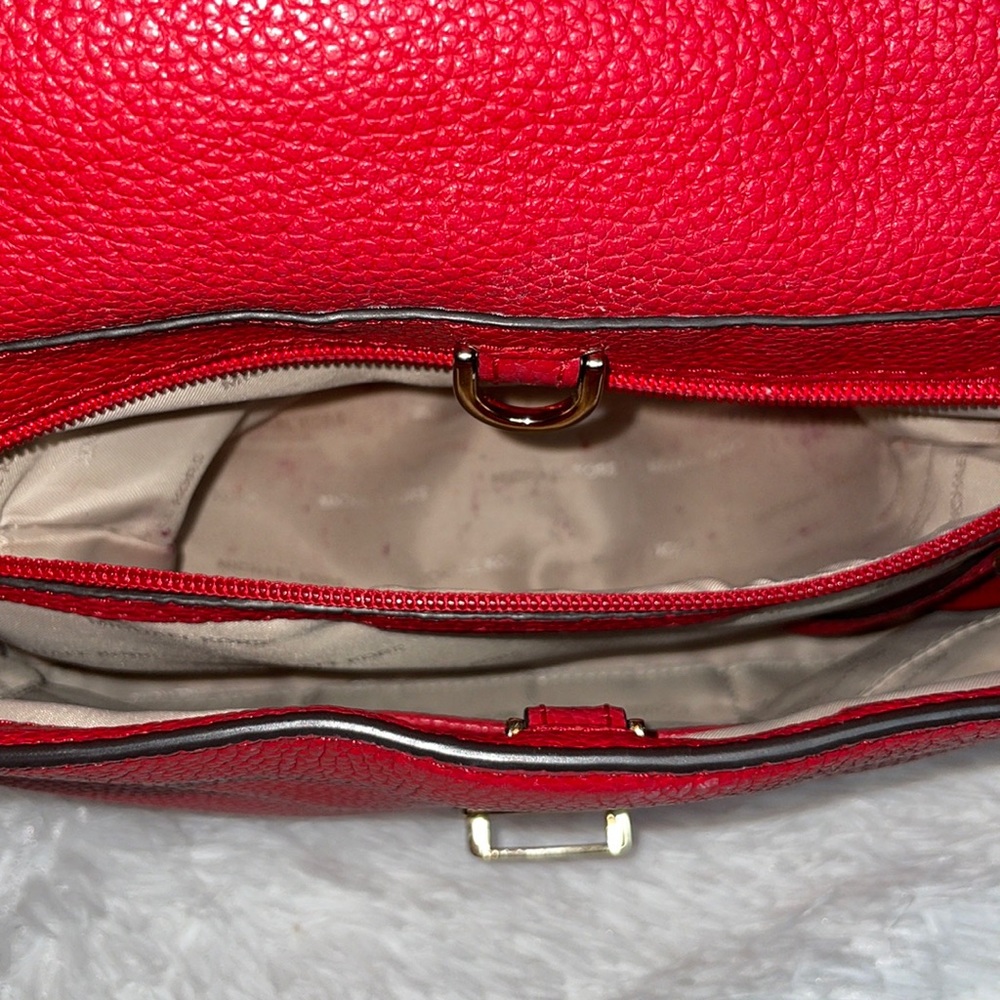 Michael Kors MK Bristol Studded Leather Satchel Crossbody Purse Shoulder Bag Red - Picture 15 of 17
